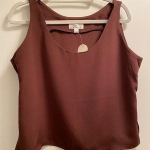 EUC Emmelle Sz L Sleeveless 100% Silk Brown Top